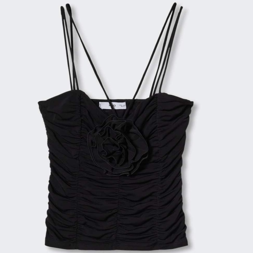 GATHERED TOP WITH FLOWER DETAILS - Picture 2 of 2